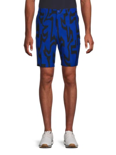 J. Lindeberg Men's Eloy Abtract-print Tailored Shorts In Blue Black