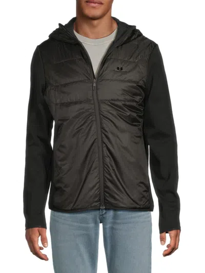 J. Lindeberg Men's Gregory Mixed-media Hooded Jacket In Black