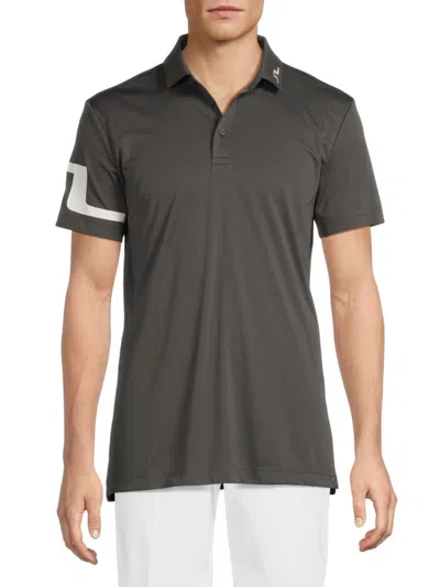 J. Lindeberg Men's Heath Logo Polo Shirt In Gray