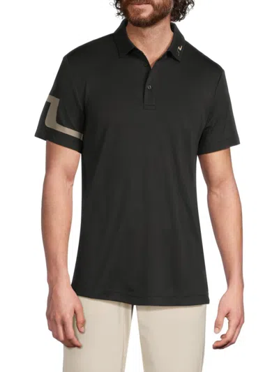 J. Lindeberg Men's Hedge Contrast Logo Polo In Black