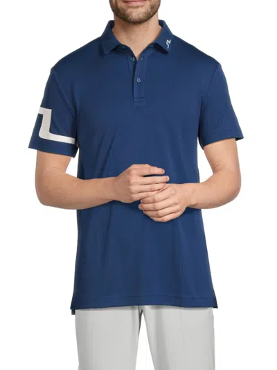 J. Lindeberg Men's Hedge Contrast Logo Polo In Estate Blue