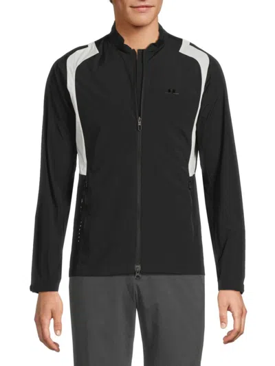 J. Lindeberg Men's Jacs Contrast-trim Front-zip Jacket In Black