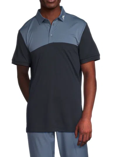 J. Lindeberg Men's Jeff Colorblock Logo Polo Shirt In Blue