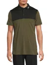 J. Lindeberg Men's Jeff Colorblock Logo Polo Shirt In Green