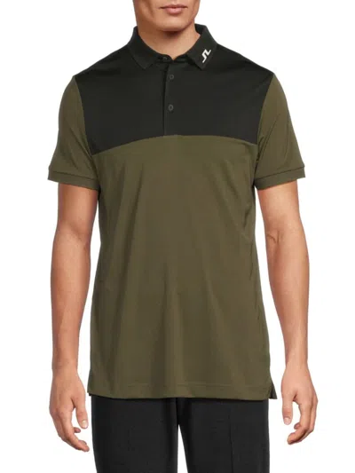 J. Lindeberg Men's Jeff Colorblock Logo Polo Shirt In Green