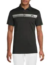 J. Lindeberg Men's Klas Regular Fit Stripe Logo Polo In Black