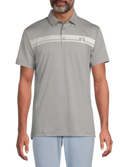 J. Lindeberg Men's Klas Regular Fit Stripe Logo Polo In Gray
