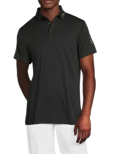 J. Lindeberg Men's Logo Short-sleeve Golf Polo In Black
