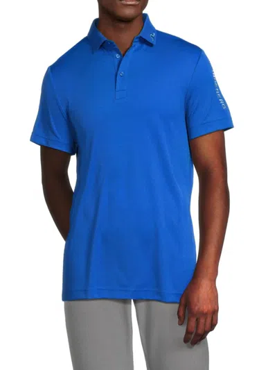 J. Lindeberg Men's Logo Short-sleeve Golf Polo In Nautical Blue