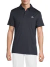 J. Lindeberg Men's Logo Spread Collar Polo Shirt In Blue