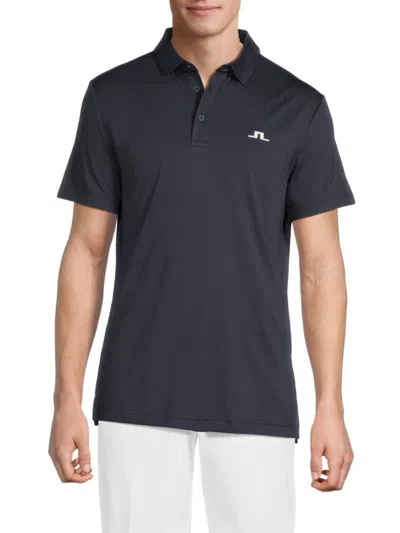 J. Lindeberg Men's Logo Spread Collar Polo Shirt In Blue