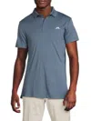 J. Lindeberg Men's Logo Spread Collar Polo Shirt In Blue