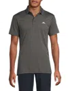 J. Lindeberg Men's Logo Spread Collar Polo Shirt In Gray
