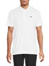 J. Lindeberg Men's Logo Spread Collar Polo Shirt In White