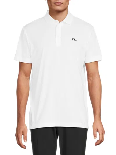 J. Lindeberg Men's Logo Spread Collar Polo Shirt In White