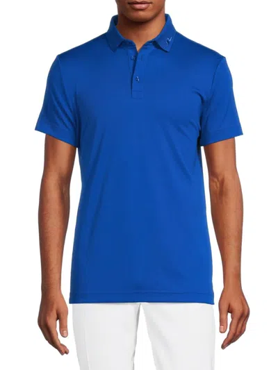 J. Lindeberg Men's Logo Tech Golf Polo In Lapis Blue