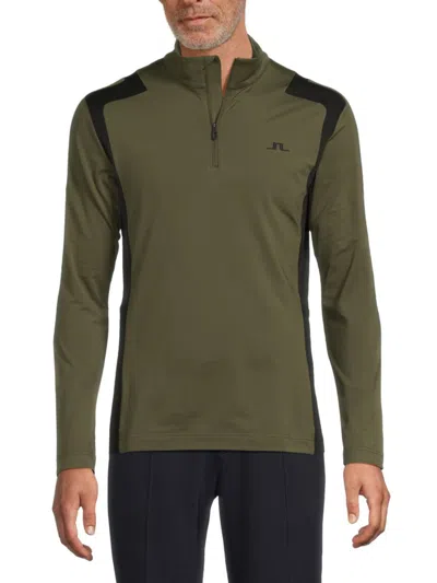 J. Lindeberg Men's Lukas Quarter-zip Sweatshirt In Forest Green