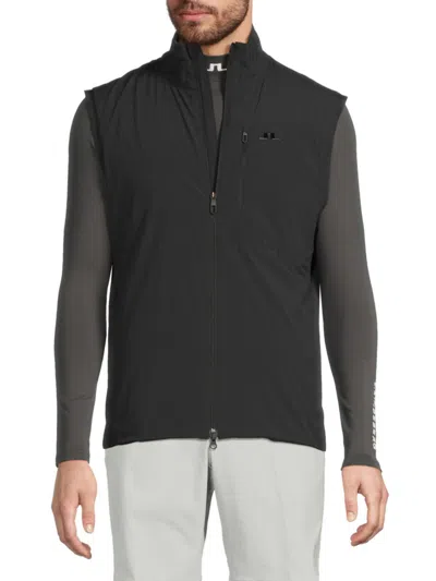 J. Lindeberg Men's Mock Turtleneck Zip Vest In Black