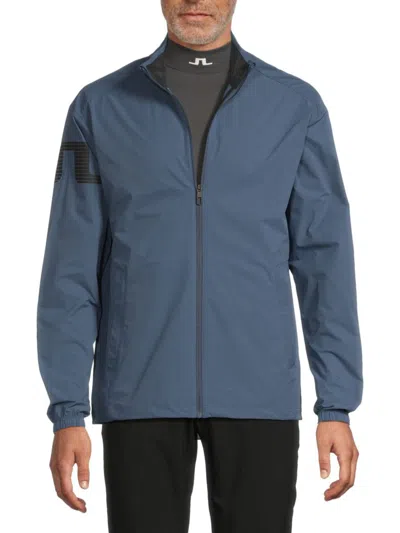 J. Lindeberg Men's Orson Logo Wind Jacket In Blue