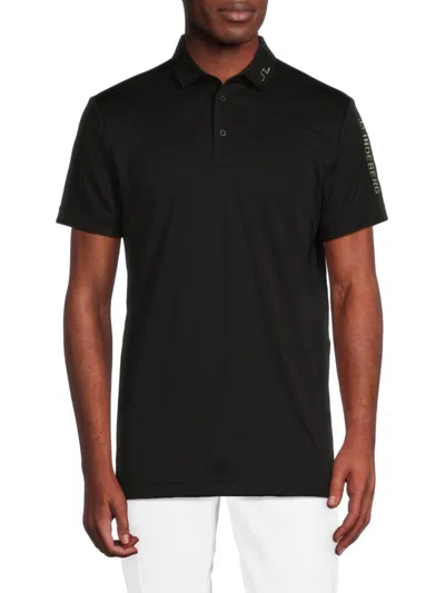 J. Lindeberg Men's Solid Golf Polo In Black
