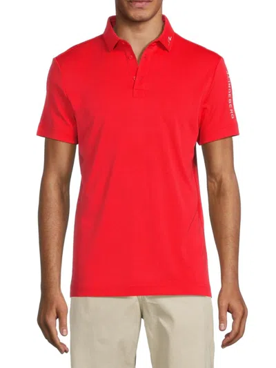 J. Lindeberg Men's Tour Tech Golf Polo In Fiery Red