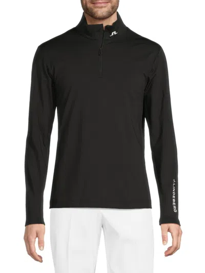 J. Lindeberg Men's Tour Tech Mid-layer Half-zip Pullover In Black