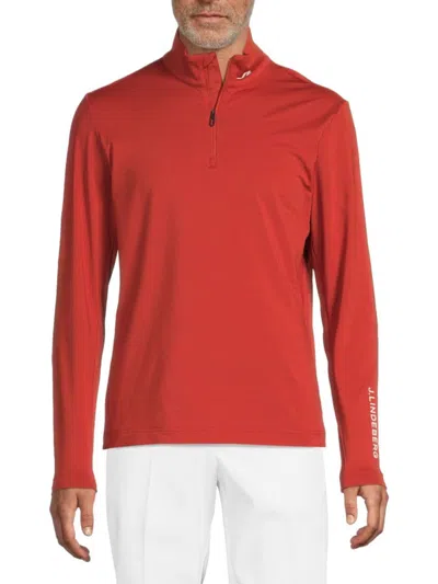 J. Lindeberg Men's Tour Tech Mid-layer Half-zip Pullover In Red