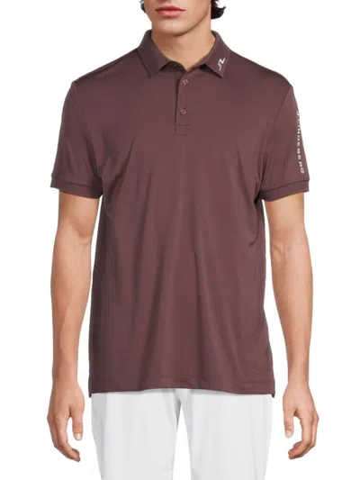 J. Lindeberg Men's Tour Tech Polo Shirt In Brown