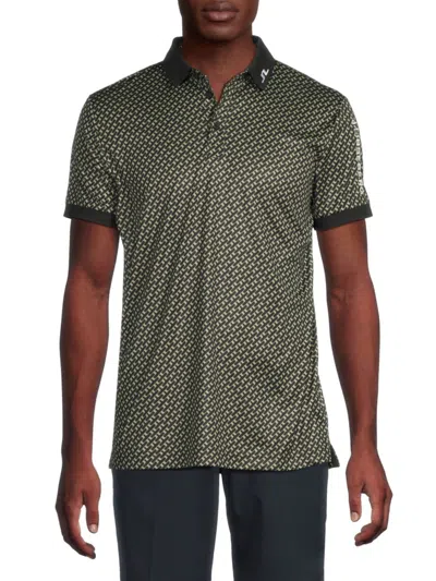 J. Lindeberg Men's Tour Tech Print Polo Shirt In Green
