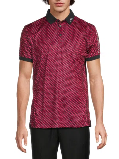 J. Lindeberg Men's Tour Tech Print Polo Shirt In Pink