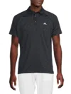 J. Lindeberg Men's Wilhelm Zebra-jacquard Polo Shirt In Black
