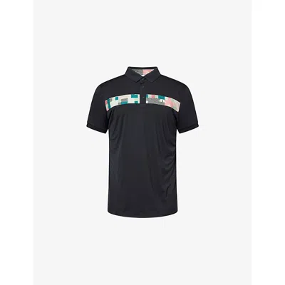J. Lindeberg Mens Black Bridger Tour Woven Polo Shirt Xxl