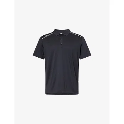 J. Lindeberg Mens Black Lionel Carryover Woven Polo Shirt