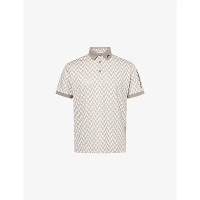 J. Lindeberg Mens Bridge Stack Brindle Tour Tech-print Woven Polo Shirt Xl