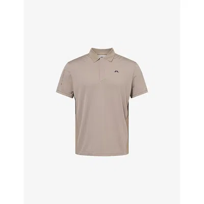 J. Lindeberg Mens Brindle Neri Hybrid Knit Polo Shirt In Brown