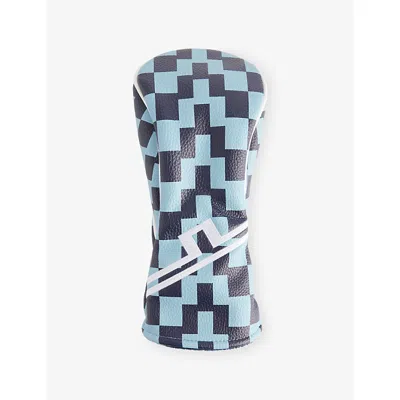 J. Lindeberg Mens Bridge Stack Navy Checked Faux-leather Fairway Headcover In Blue