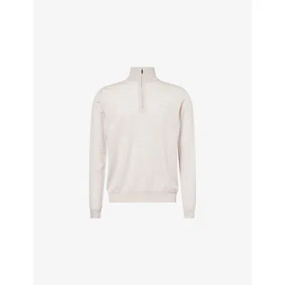 J. Lindeberg Mens Moonbeam Melange Kiyan Quarter-zip Wool-knit Jumper In White