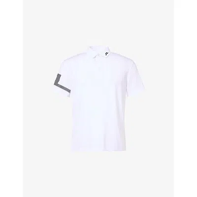 J. Lindeberg Mens White Heath Woven Polo Shirt
