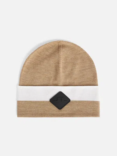 J. Lindeberg Merino Stripe Hat In Tiger Brown In Multi