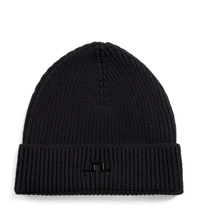 J. Lindeberg Merino Wool Joaquim Beanie In Black