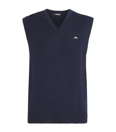 J. Lindeberg Merino Wool Liam Sweater Vest In Navy
