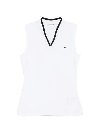 J. Lindeberg Mila V-neck Logo Top In White