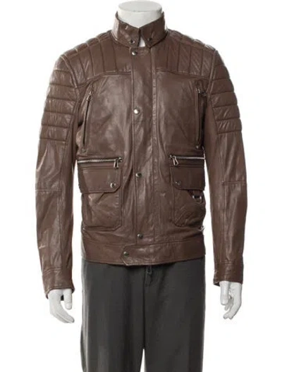 Pre-owned J. Lindeberg Moto Jacket In Brown