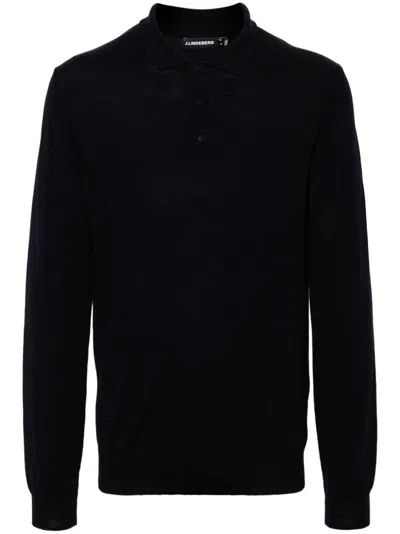 J. Lindeberg Noel Light Long-sleeved Polo Shirt In Blue