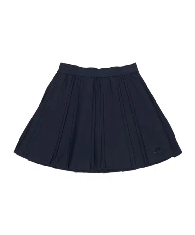 J. Lindeberg Pleated Midi Skirt In Navy Blue