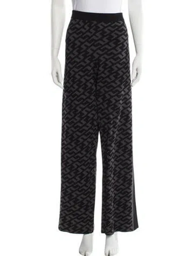 Pre-owned J. Lindeberg Printed Wide Leg Pants In Black
