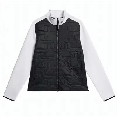 J. Lindeberg Quilted Black Jacket With Smooth White Panels In Multi