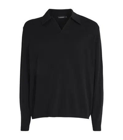 J. Lindeberg Refibra-blend Rowan Polo Sweater In Black