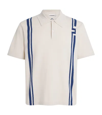 J. Lindeberg J Lindeberg Rylan Stripe Knit Golf Polo Shirt In White