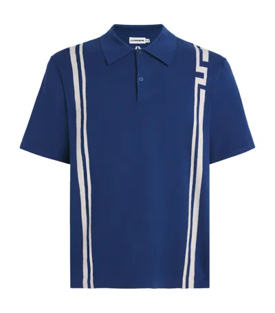 J. Lindeberg J Lindeberg Rylan Stripe Knit Golf Polo Shirt In Blue